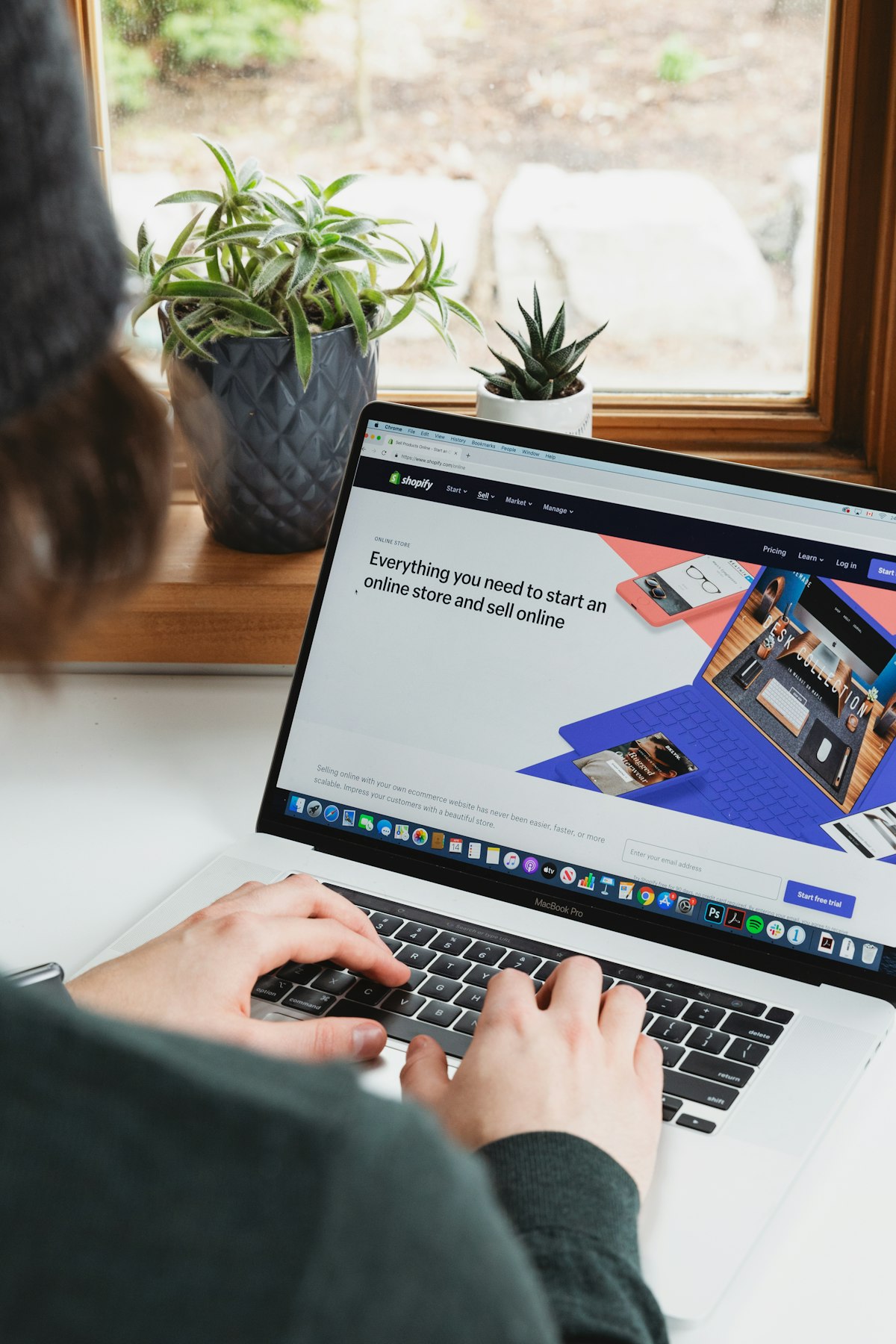 Online store being managed from a laptop