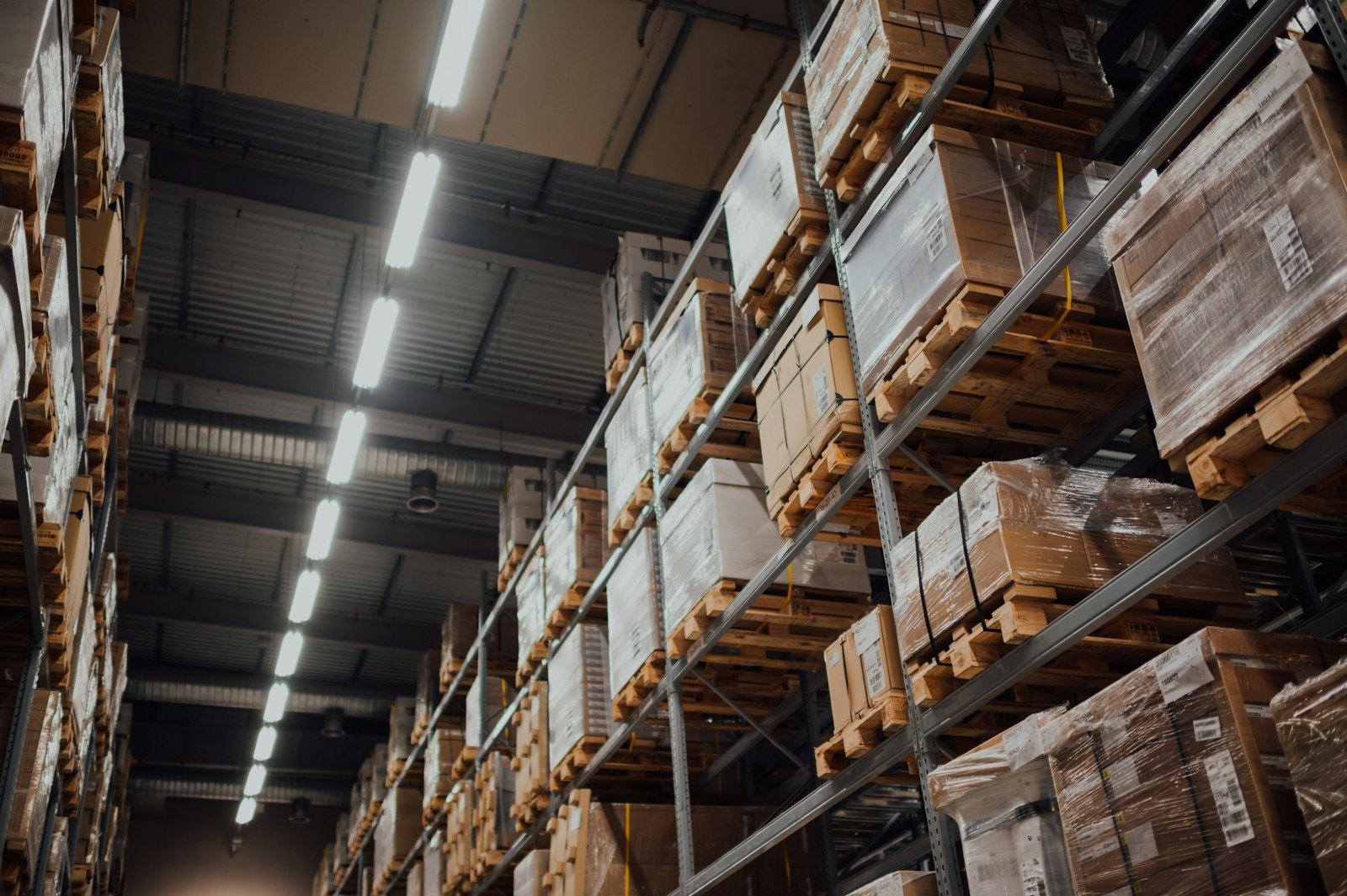 Tall pallet racking inside a Meridian 3PL warehouse facility