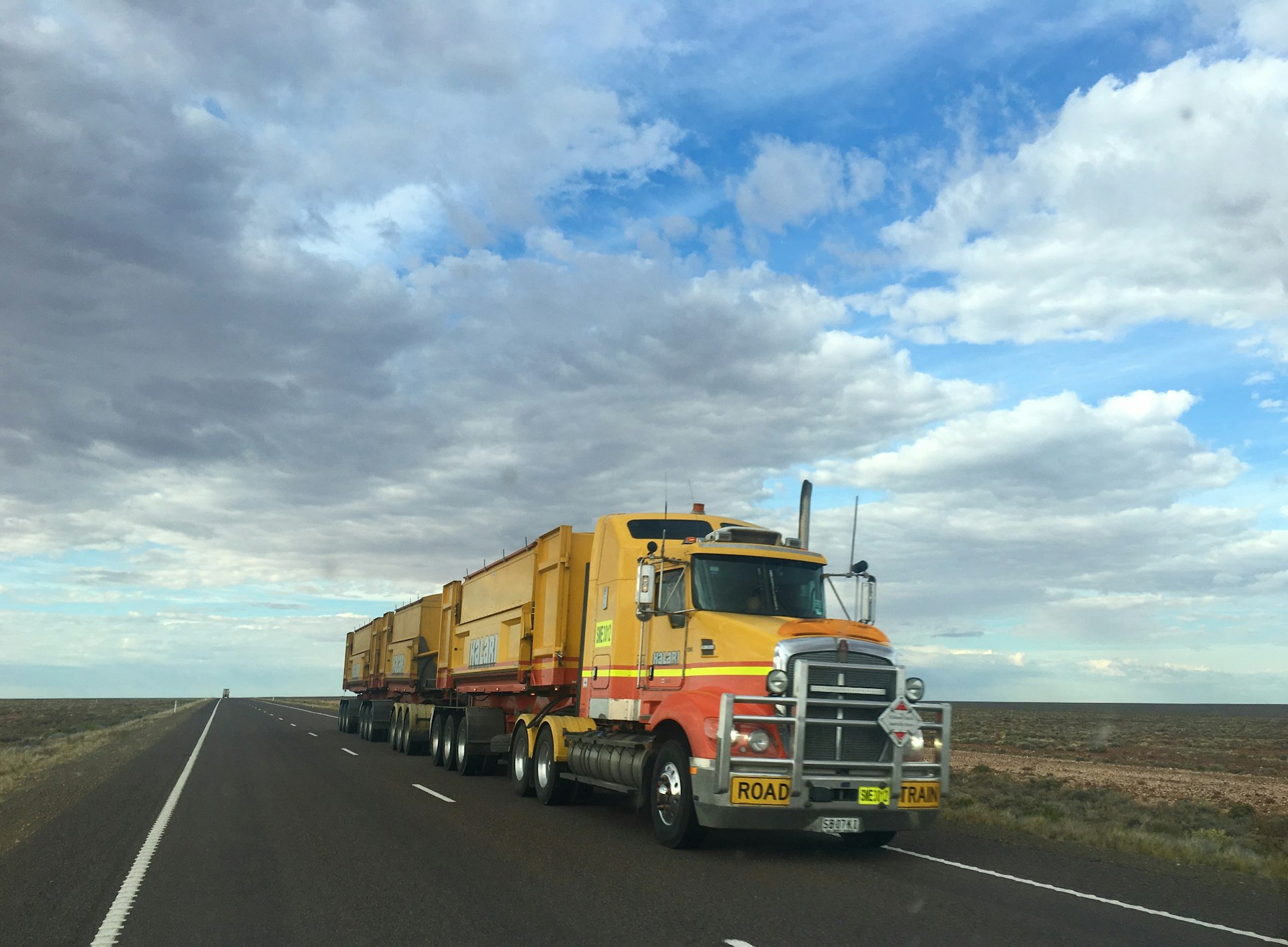 Australian road train hauling freight across the outback